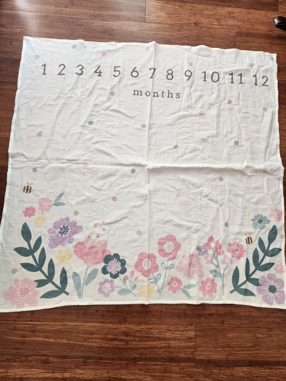 Dreamgro Baby Milestone Cotton Blanket Floral Design 44x44 Baby Shower Gift